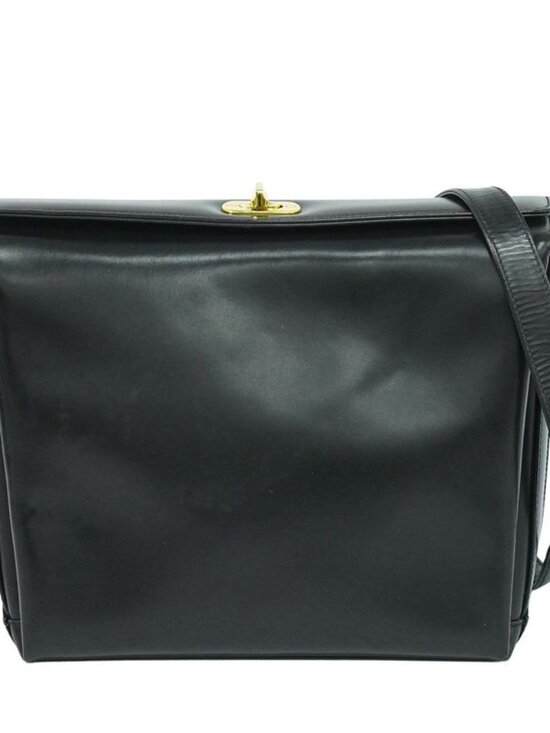 Gucci Vintage Shoulder Bag Pochette Leather Black